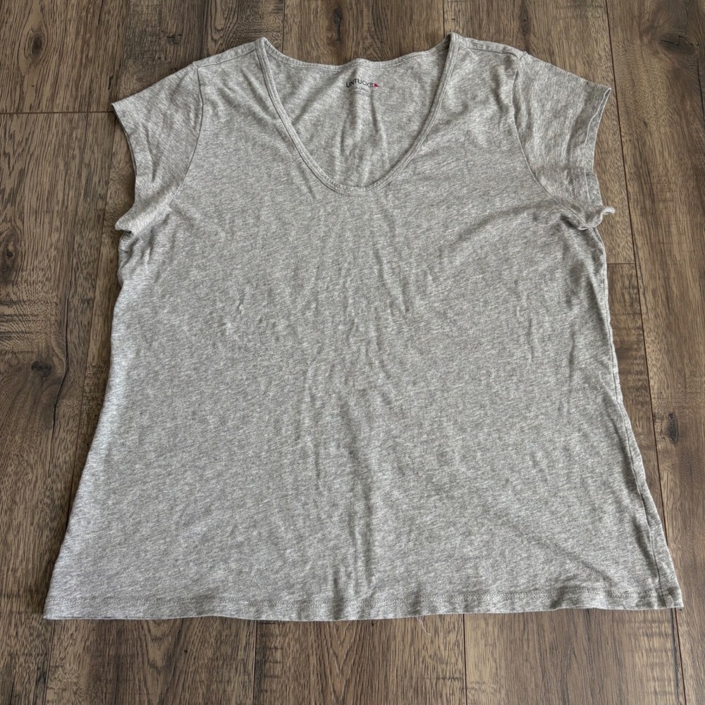UNTUCKit V-Neck T-Shirt Womens XL Gray Short Sleeve Cotton Heathered